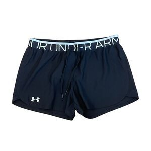 Under Armour Heat Gear UA Play Up 5" Running Shorts Black White Nylon Athletic M